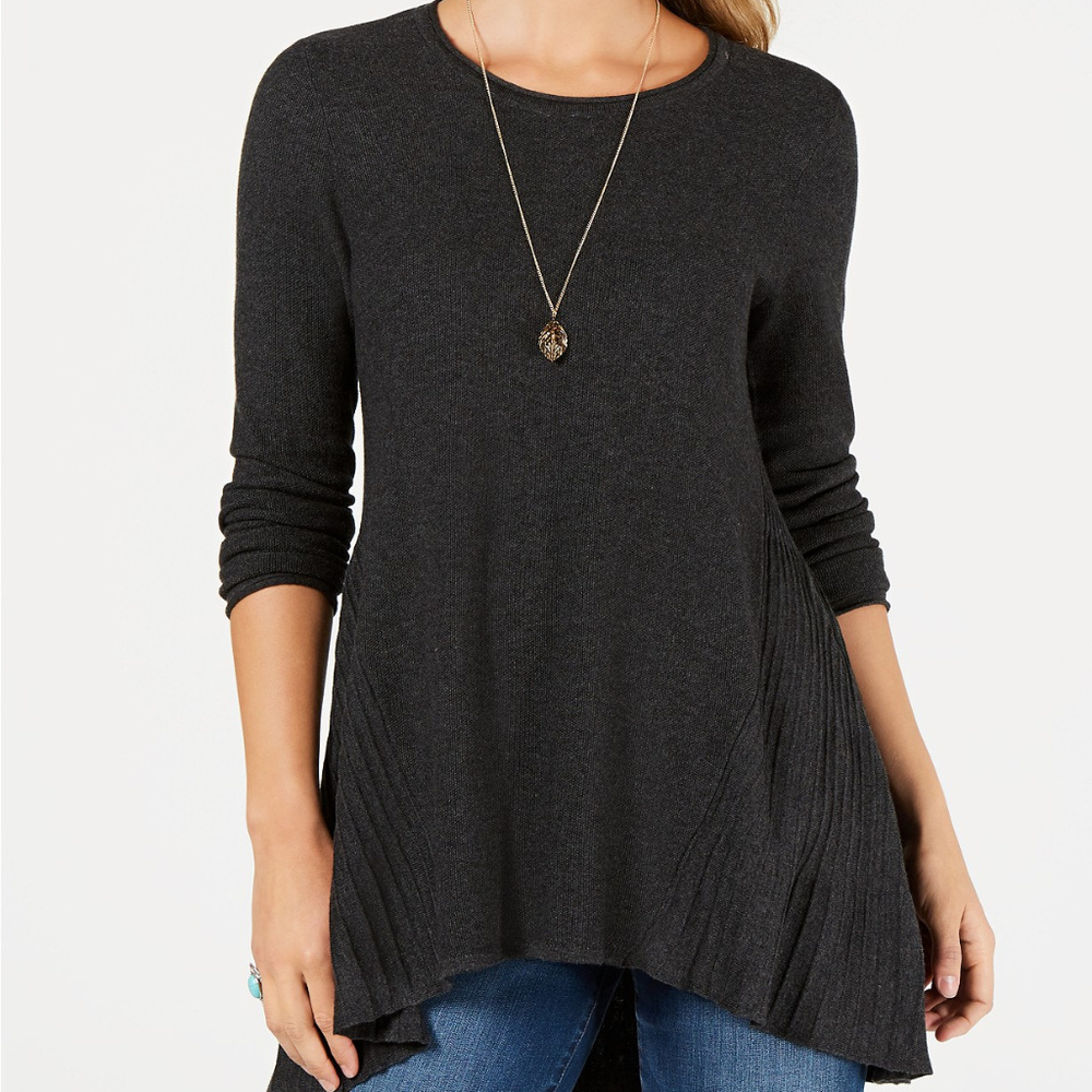Black Heather Hi-Lo Tunic Sweater Size XL - Picture 1 of 8